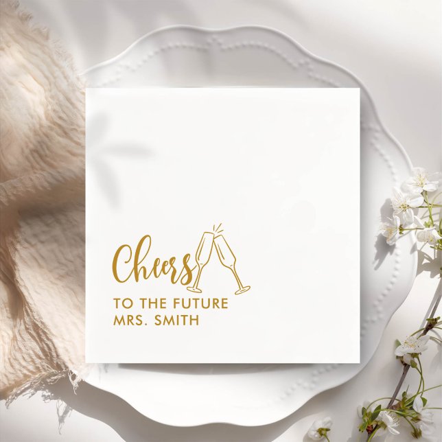 Gold Future Mrs Modern Bridal Shower Napkin (Creator Uploaded)