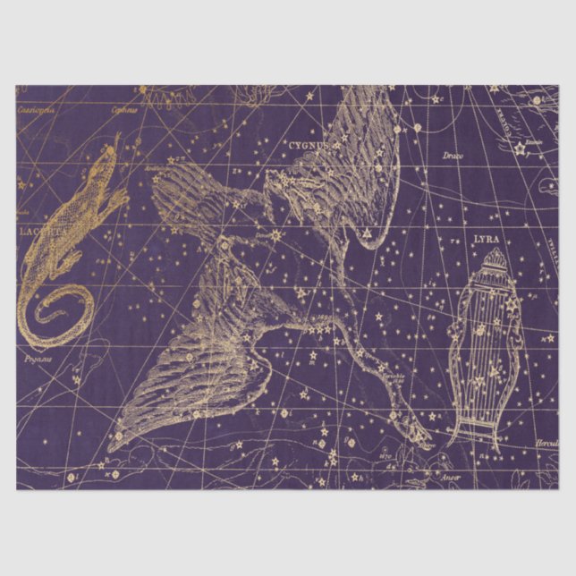 Gold Galaxy Star Map Series Design 12 Tissue Paper (Front)