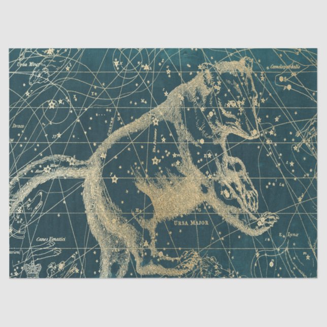 Gold Galaxy Star Map Series Design 7 Tissue Paper (Front)