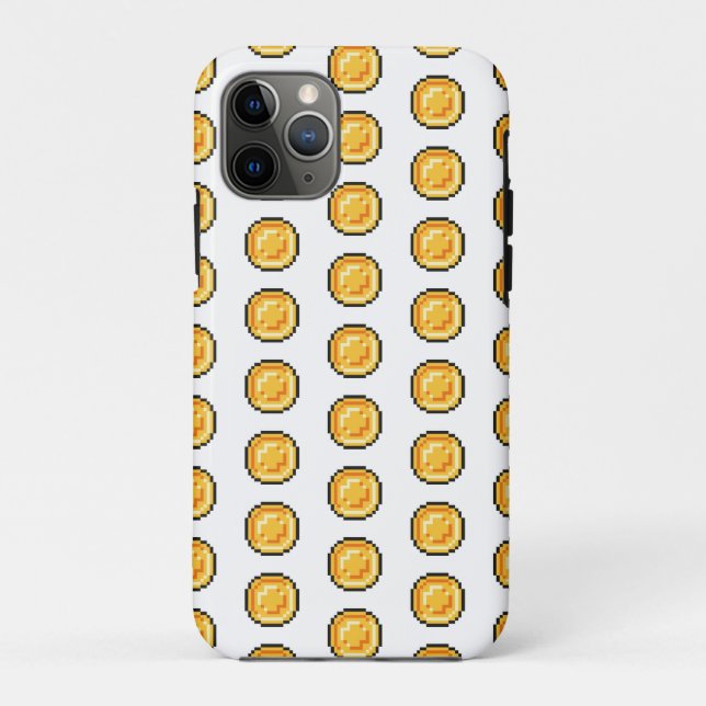 Gold Gaming Coin 8-Bit Pixel Style Pattern Case-Mate iPhone Case (Back)