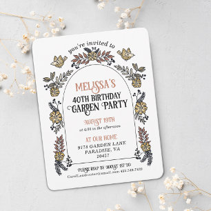 Gold Garden Party 40th Birthday Invitation