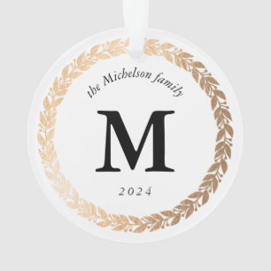 Gold Garland Elegant Photo et Monogramme Blanc
