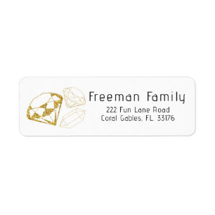 Gold Gem Adresse de retour Label pour le courrier 