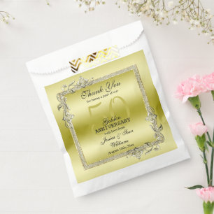 Gold Gem & Glitter 50th Golden Wedding Anniversary Favour Bag