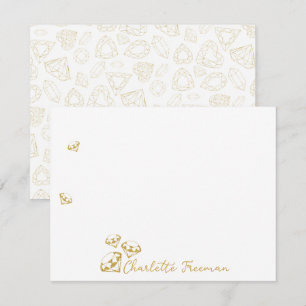 Gold Gem Personalized Script Note Cards