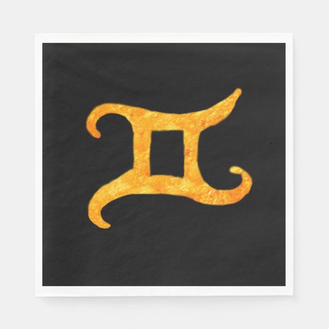 Gold Gemini Astrology Sign Custom Napkin (Front)
