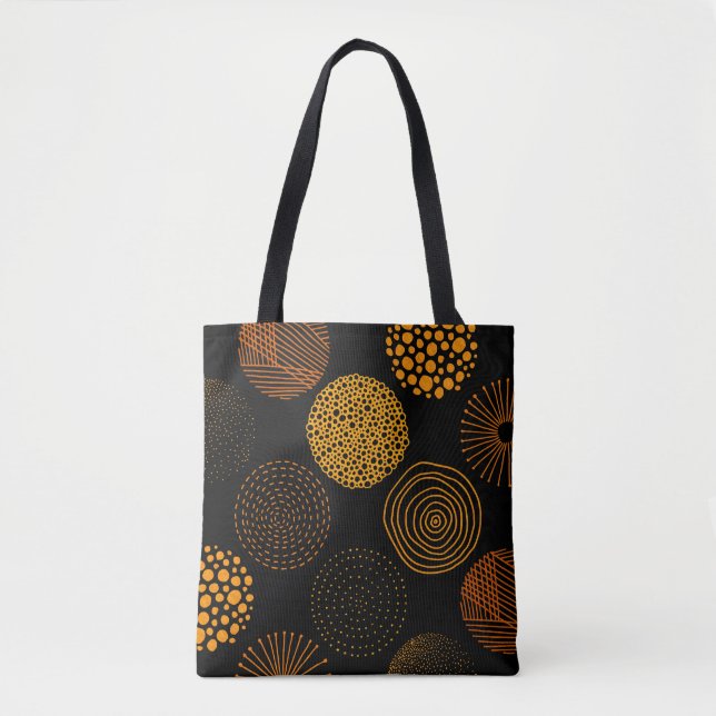 Gold Geometric Abstract Circles Tote Bag (Front)