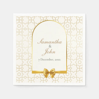 Gold Geometric Arch Art Deco Wedding Paper Napkins