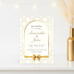 Gold Geometric Arch Photo Save the Date Cards