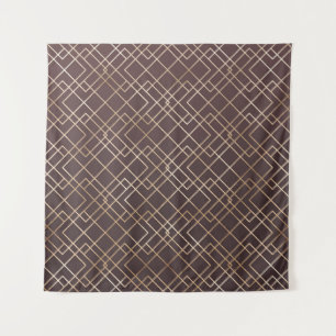 Gold Geometric, Art Deco Marsala. Tapestry