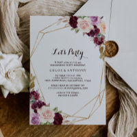 Gold Geometric Blush Burgundy Floral Let's Party