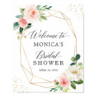 Gold Geometric Blush Floral Bridal Shower Sign