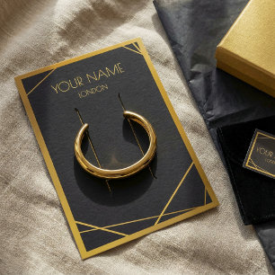 Gold geometric border black bracelet display card