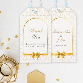 Gold Geometric Bow Wedding Favor Gift Tags