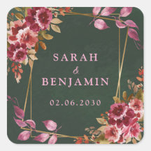 Gold Geometric Burgundy and Green Floral Wedding