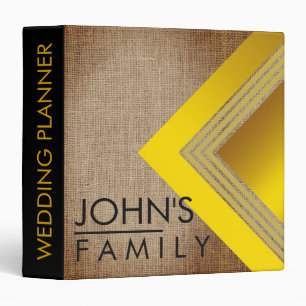 Gold Geometric Burlap Rustic Modern Wedding Binder