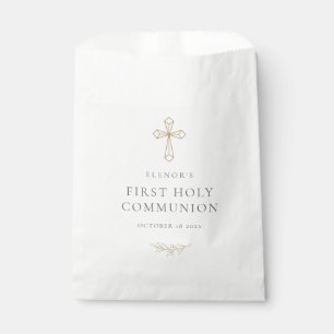 Gold Geometric Cross First Holy Communion Favour Bag