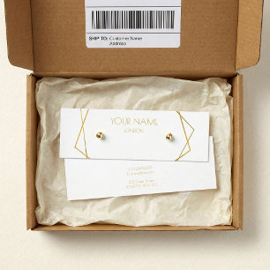Gold geometric earring display card