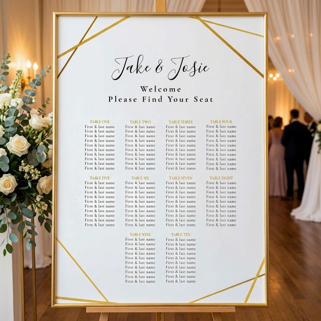 Gold geometric Elegant Wedding Seating Chart (Gold geometric Elegant Wedding Seating Chart.)