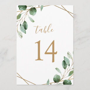 Gold Geometric Eucalyptus Greenery Table Numbers