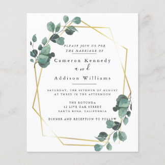 Gold Geometric, Eucalyptus Greenery Wedding Flyer