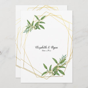 Gold Geometric Eucalyptus Leaves Woodland Invitation