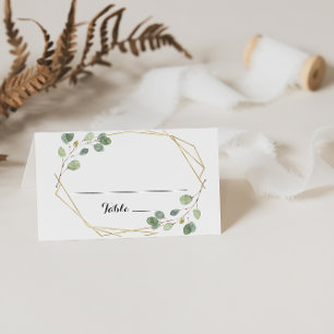 Gold Geometric Eucalyptus Wedding Place Card