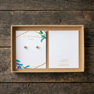 Gold geometric flowery wreath earring display card