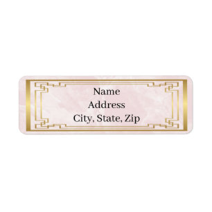 Gold Geometric Frame Pink Marble Wedding Address
