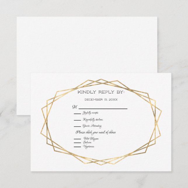Gold Geometric Frame RSVP (Front/Back)