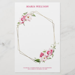 Gold Geometric Frame Stationery