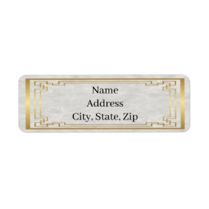Gold Geometric Frame White Marble Wedding Address
