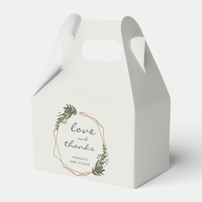 Gold Geometric Gender Neutral Baby Shower Favor Box (Front Side)