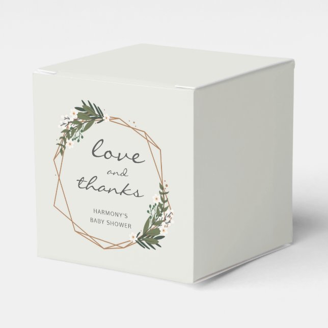 Gold Geometric Gender Neutral Baby Shower Favor Box (Front Side)