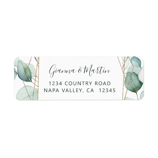 Gold Geometric Greenery Foliage Return Address (Front)