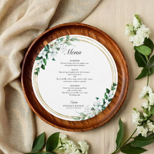 Gold Geometric Greenery Wedding Menu Card