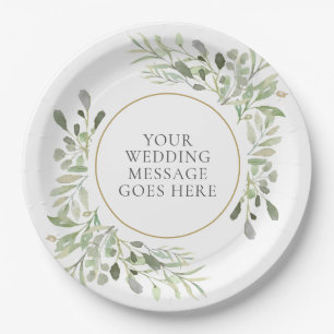 Gold Geometric Greenery Wedding Paper Plate