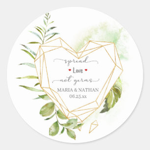 Gold Geometric Heart Spread Love Not Germs Classic Round Sticker