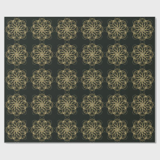 Gold Geometric Mandala Art Print – Dark Green Art Wrapping Paper