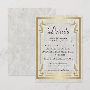 Gold Geometric Marble Wedding Details Enclosure Card