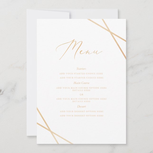 Gold Geometric Menu Card (Front)