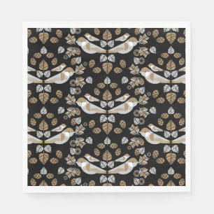 Gold Geometric Modern Abstract Bird Art Napkin