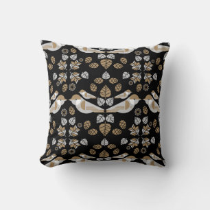 Gold Geometric Modern Abstract Bird Art Throw Pillow