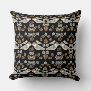 Gold Geometric Modern Abstract Bird Art Throw Pillow