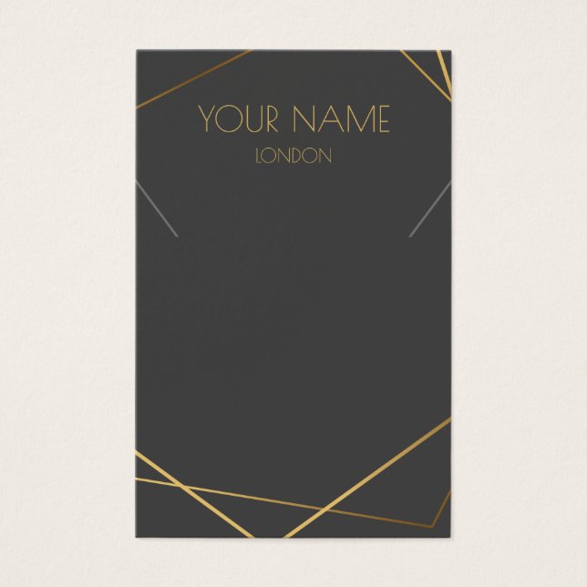 Gold geometric necklace flat lay display card (Front)