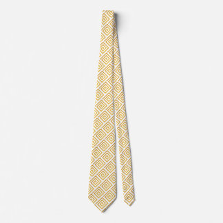 Gold Geometric on White Background Neck Tie