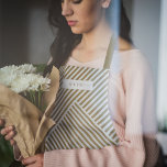 Gold Geometric Pattern Elegant Sophisticated Luxe Apron<br><div class="desc">A luxe gold design with an elegant serif style typography font with your custom name over a gold geometric pattern with soft dove grey background. The perfect gift or accessory for any occasion!</div>