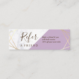 Gold Geometric Pattern Marble Lavender Referral Mini Business Card