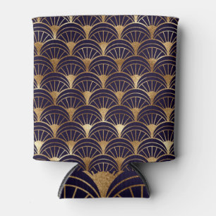 Gold Geometric Shapes Art Deco Can Cooler