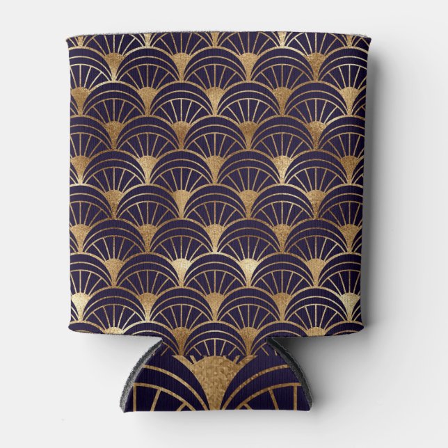 Gold Geometric Shapes Art Deco Can Cooler (Front)